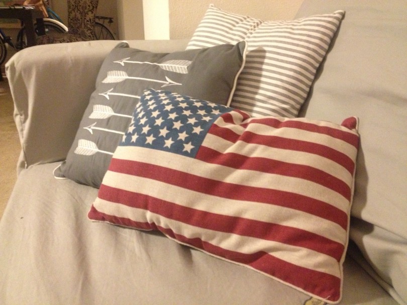 Happy 4th of July from Me, Josh, Prim, Boba and this cute new pillow I just picked up from Ross for $6.