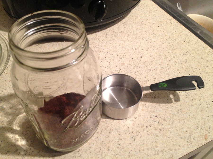 Add 1/4 cup of it to a large mason jar